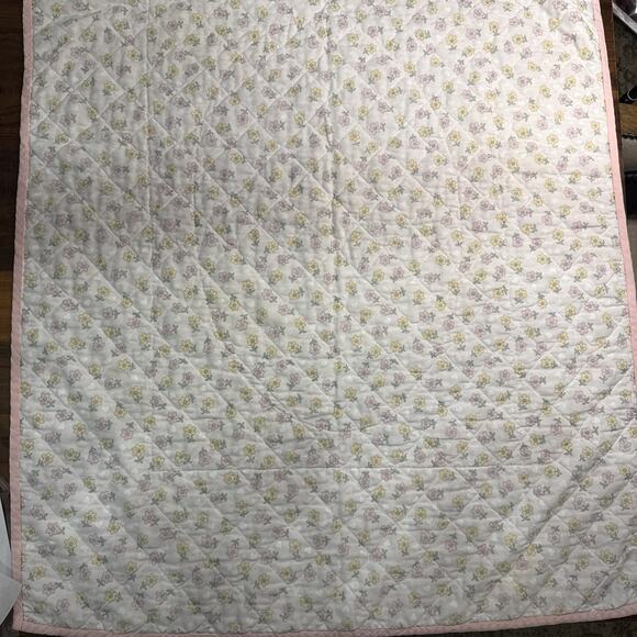 Vintage Precious Moments Pink Baby Blanket Duck Girl White 42x32.5 - Picture 3 of 4